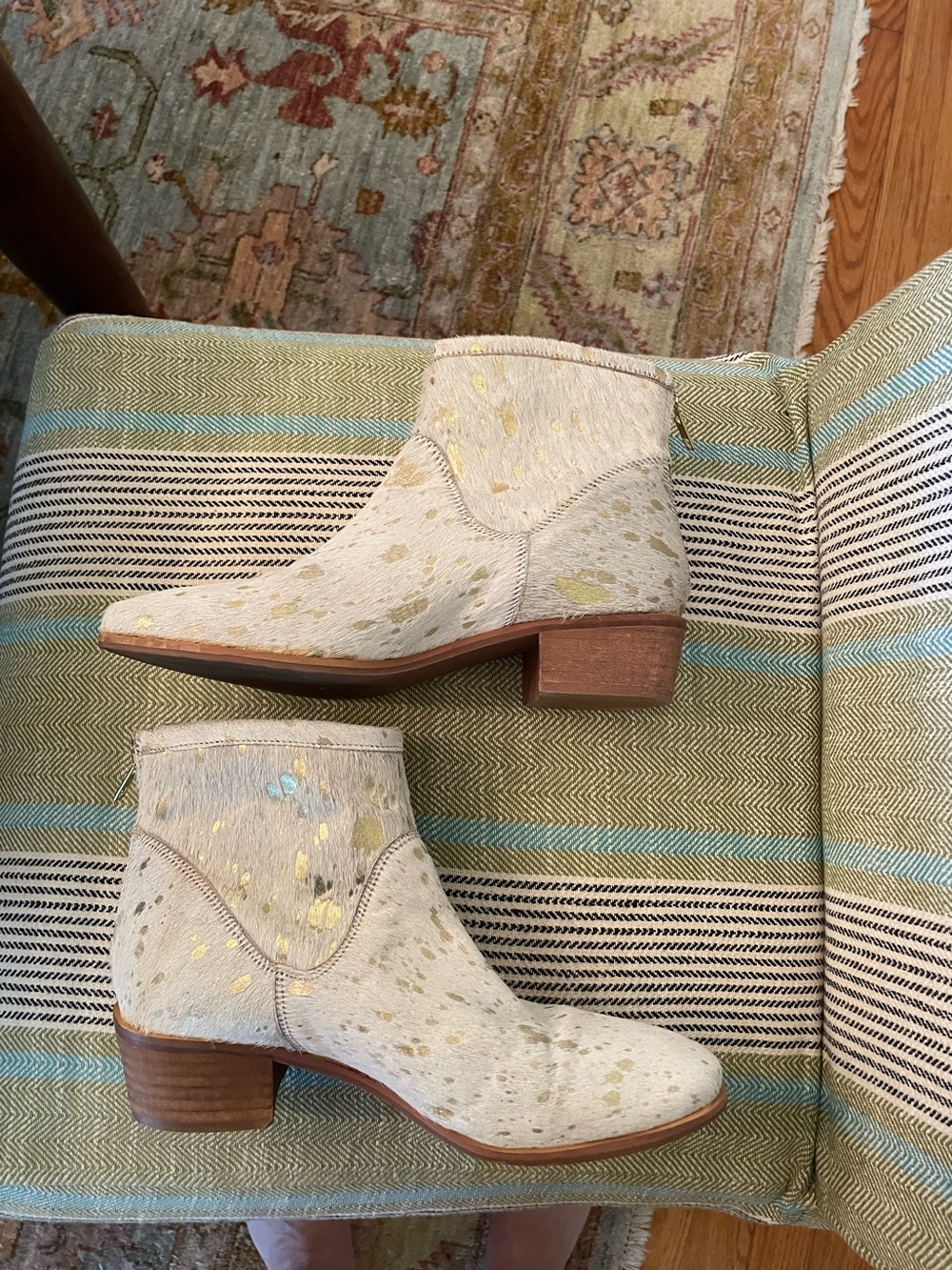 Coconuts by Matisse Ivory Ankle Boots with Gold Spots